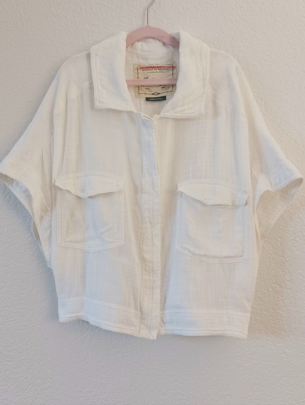 Anthropologie Cartonnier White Lightweight Cotton Button-Front Shirt